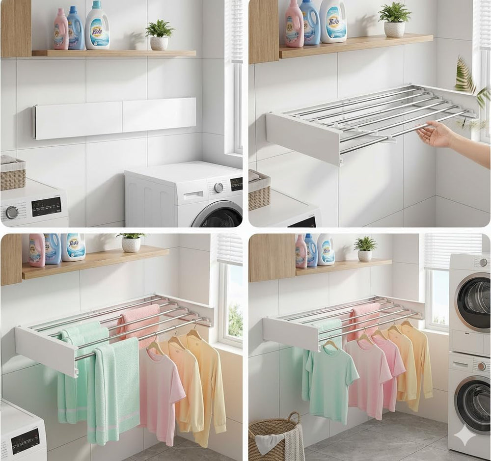 Wall Mounted Clothes Drying Rack 31.5" Foldable, 60 lb for Laundry &...