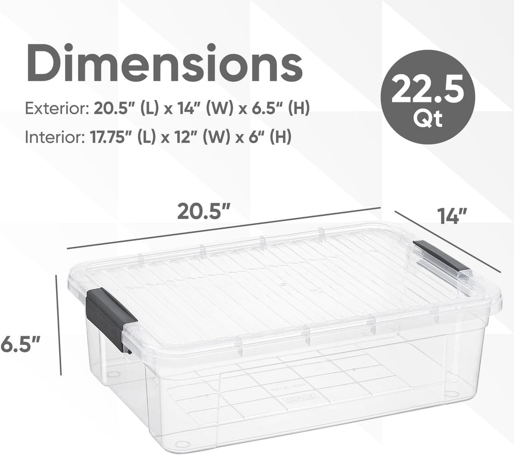 Superio Storage Bins with Lids, Clear Plastic Containers for Organizing, Stac...