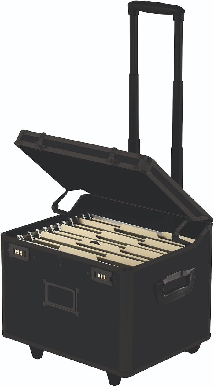 Vaultz Locking Mobile File Chest, Letter/Legal Size Storage Box, Black