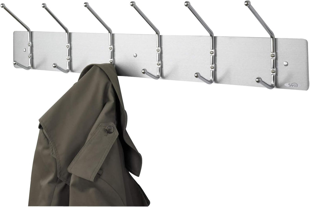 Safco Wall Mount Coat Rack, 6-Hooks for Hanging Coats, Purses, Bags, Umbrella...