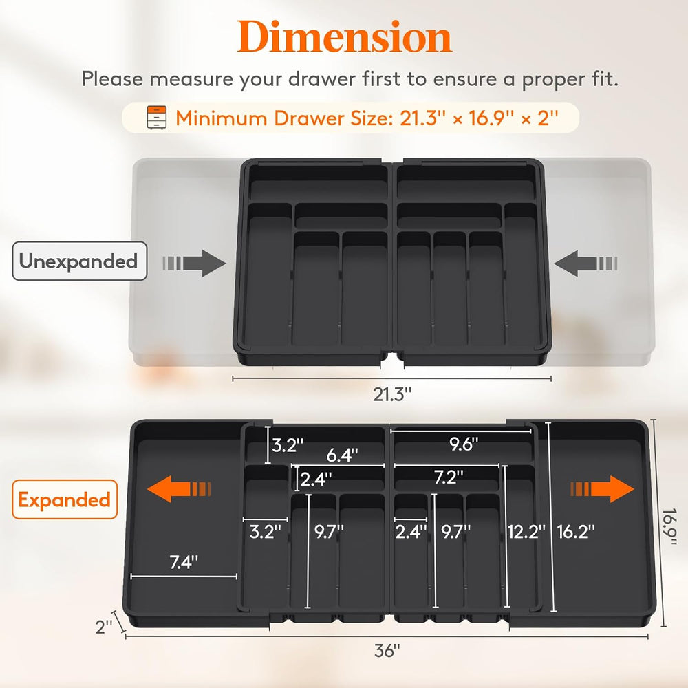 Lifewit Silverware Drawer Organizer, Expandable Plastic Utensil Tray