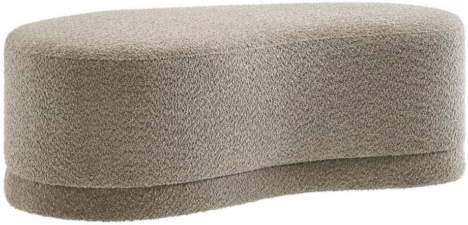 Modway Nimbus 48 Inch Curved Ottoman Bench in Oat - Soft Fabric Chenille Otto...