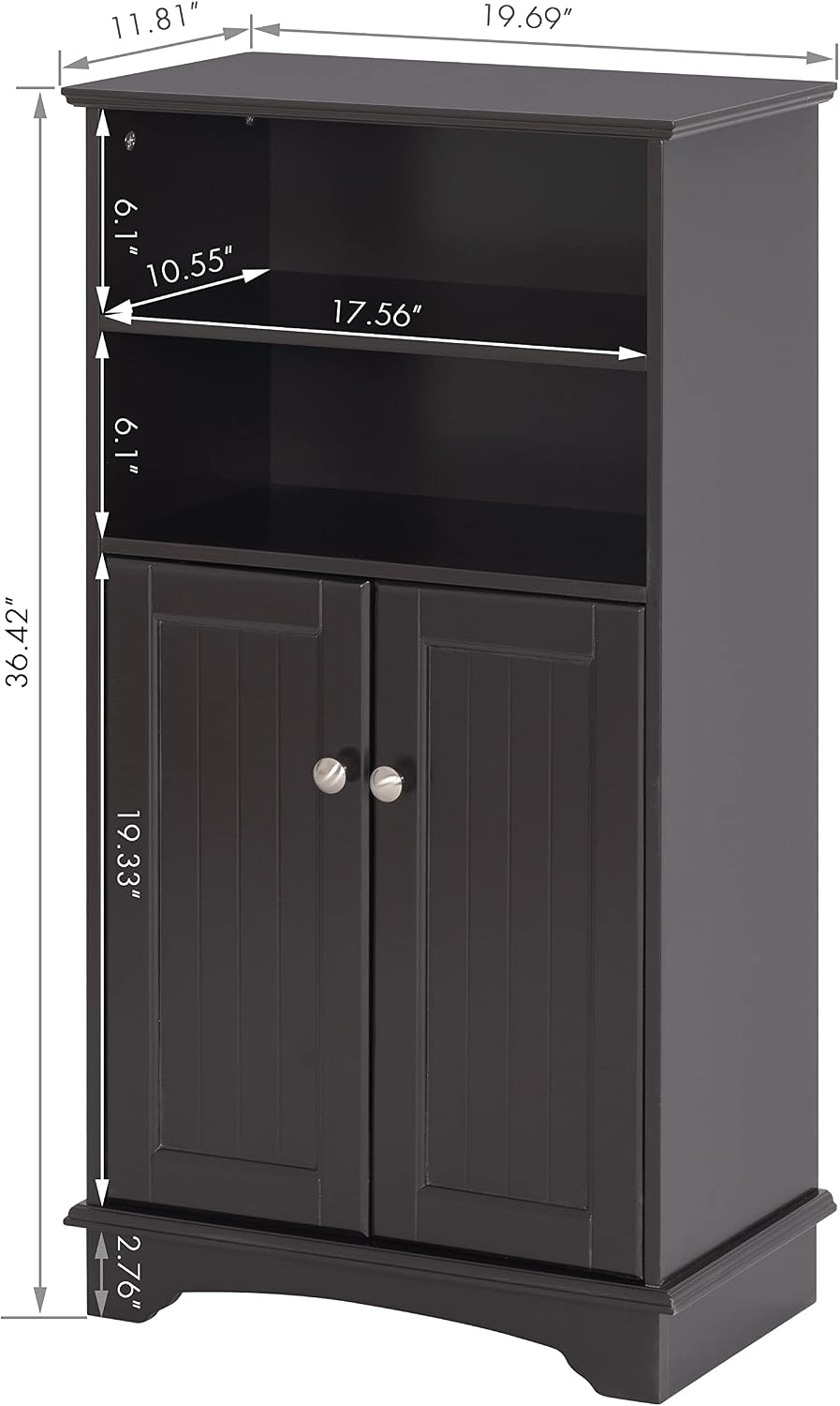 Spirich Small Bathroom Storage Cabinet with Doors & Open Shelves, Espresso
