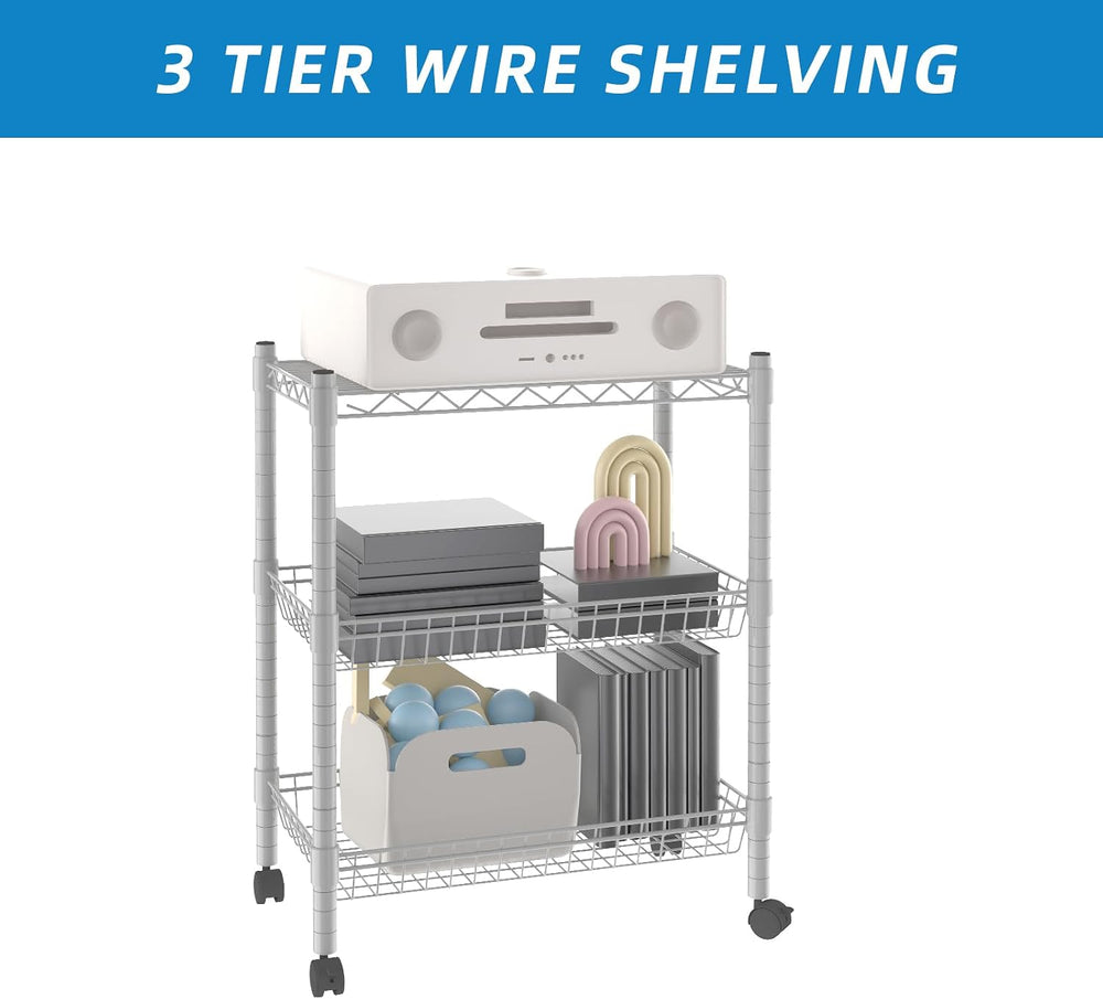 Guan River 3 Tier Wire Basket Shelf,Silver,23.23" L x 13.11" W x 32...