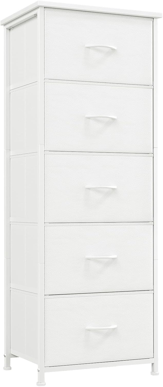 Somdot Tall Dresser for Bedroom, 5 Drawer Storage Cabinet, White
