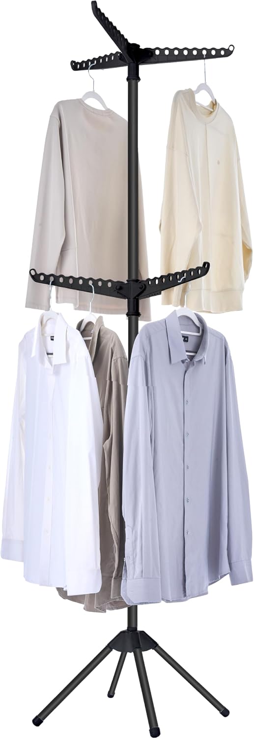 CASAMAYA Clothes Drying Rack Foldable, 74.8 inch 2 Tier Laundry Drying Rack w...