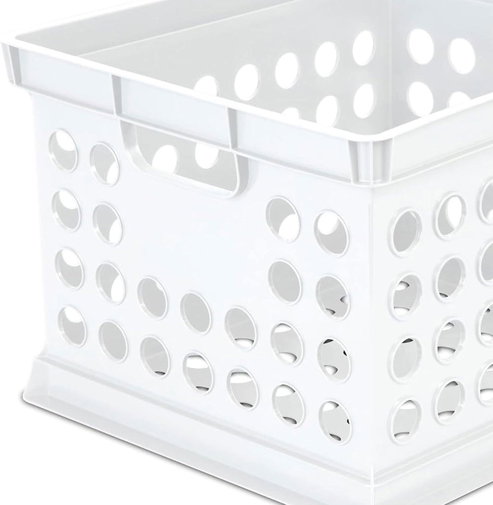Sterilite Storage Crate Bin File Organizer for Home & Office, White, 6-Pack