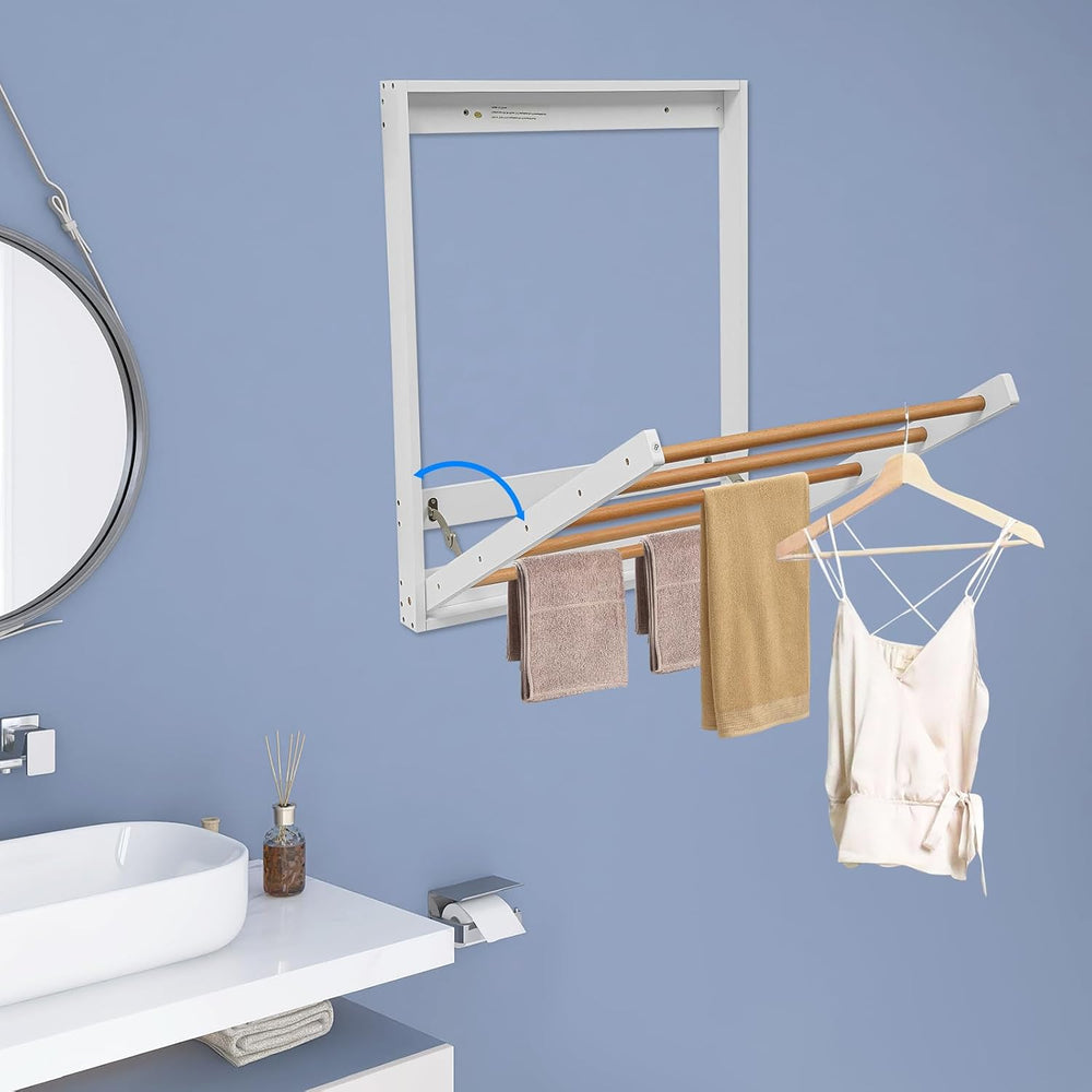 31.5" Wall Mounted Clothes Drying Rack, Foldable Wall Mount Laundry Rack...