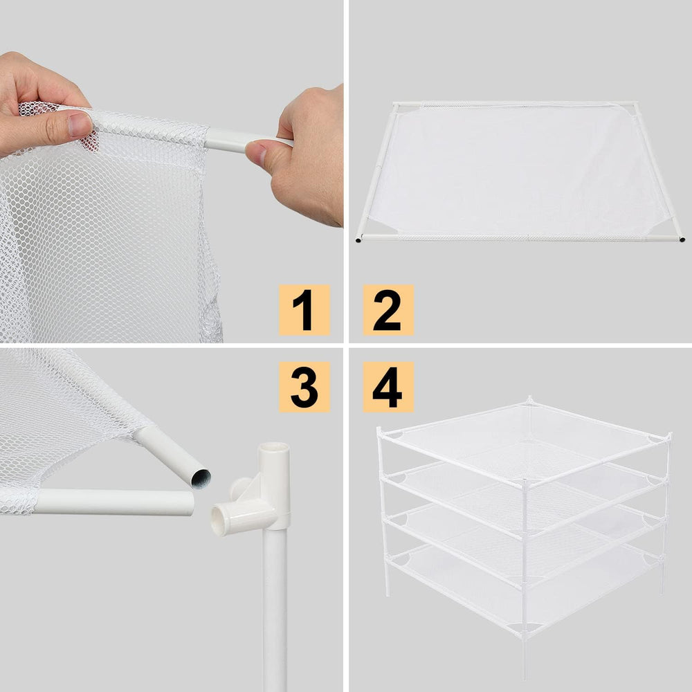 4-Layer Mesh Sweater & Clothes Drying Rack Indoor Outdoor White