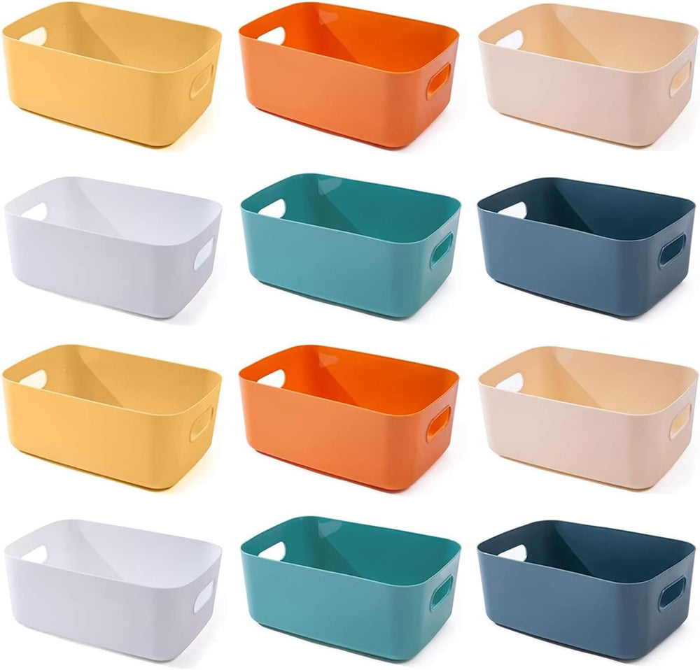 OWill 12 PCS Plastic Storage Bins and Baskets for Efficient Home Classroom Or...