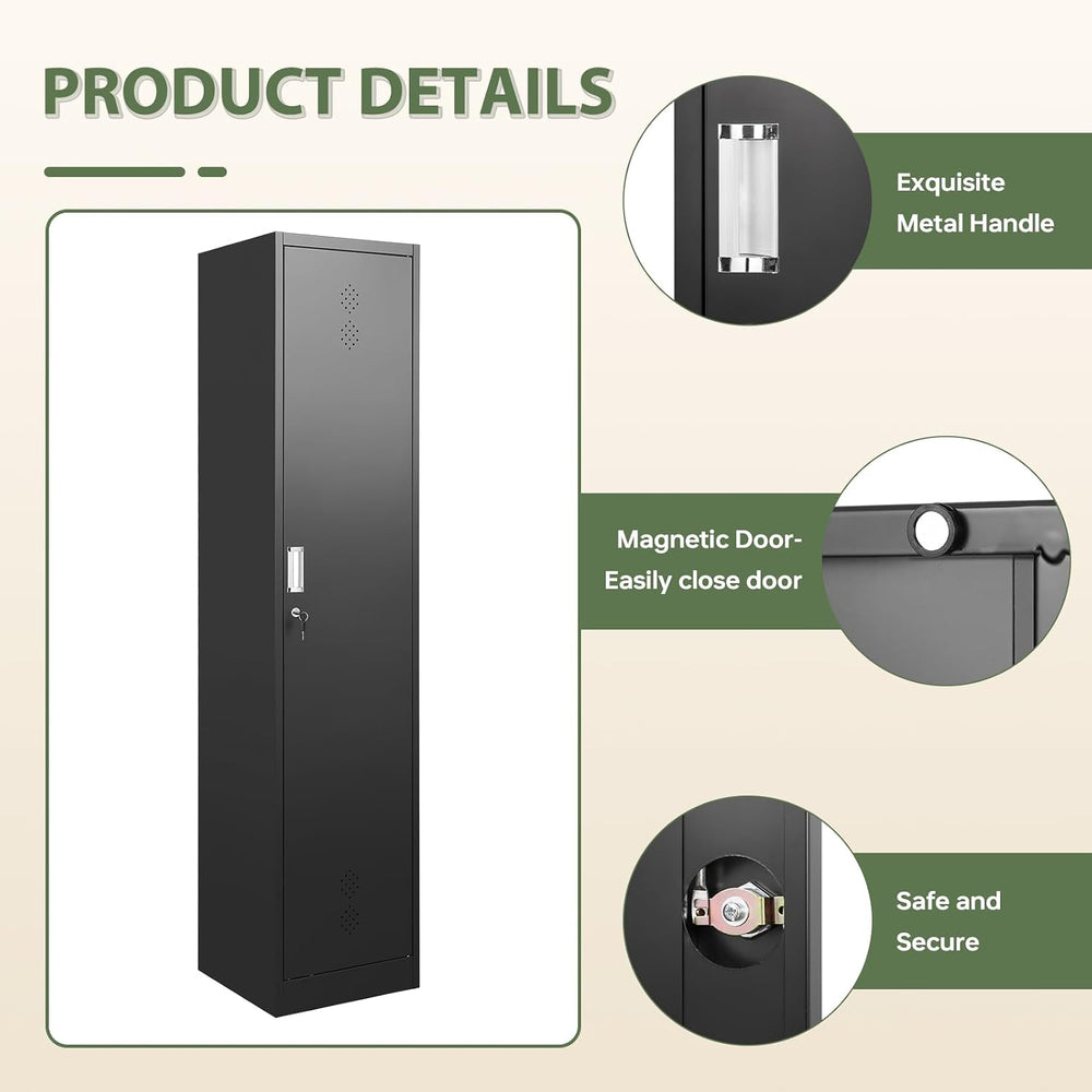 Letaya Broom Closet Storage Cabinet,Metal Cleaning Supply Tool Cabinet,Utilit...
