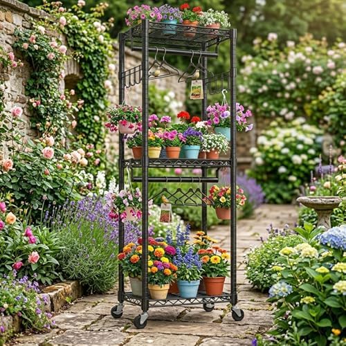OLIXIS Rolling Clothes Rack, Heavy Duty Garment Rack, 23 IN, Metal Black