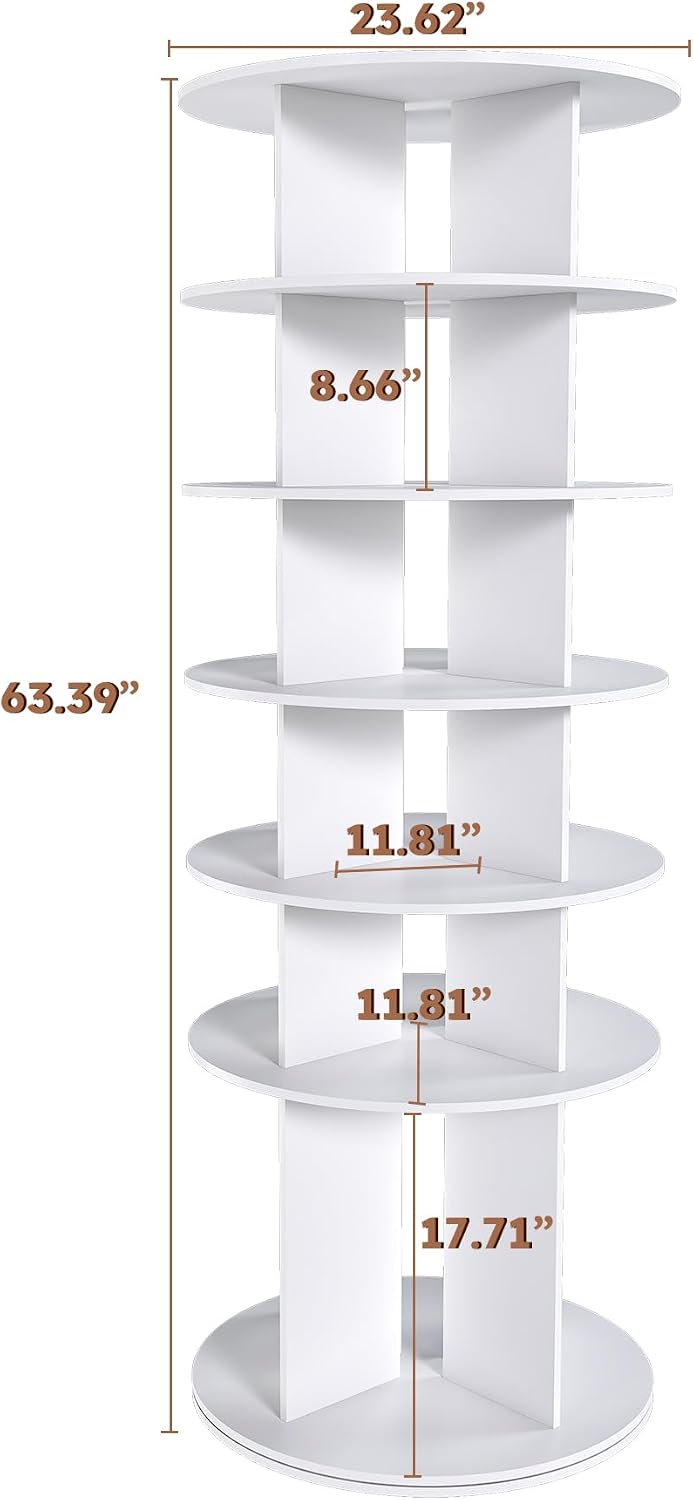 6-Tire Round Rotating Shoe Rack,360°Spinning Shoe Display,Shoe Organizer Spin...