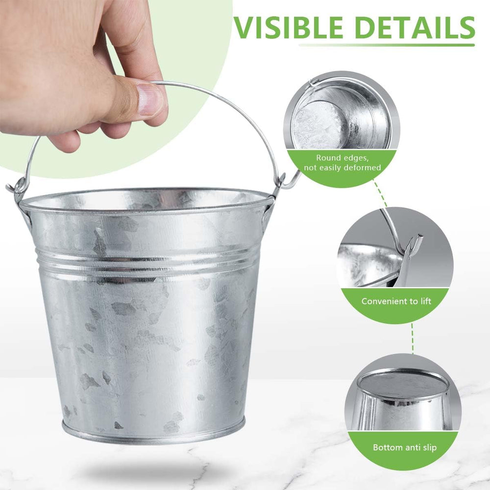 OBTANIM 8 Pack Galvanized Metal Buckets with Handle Ice Pails for Plants, Suc...