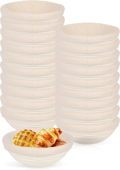 20Pack Banneton Bread Proofing Basket,Round Banneton Basket With Liner Round Proofing Basket Bulk Sourdough Proofing Basket Making Bread For Professional & Home Sourdough Bread Baking