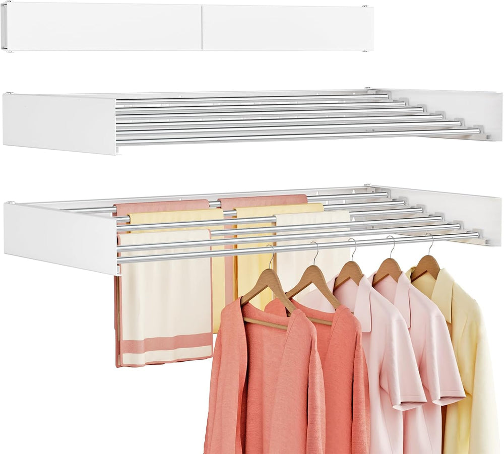 Wall Mounted Clothes Drying Rack Folding Indoor, Foldable Laundry Drying Rack...