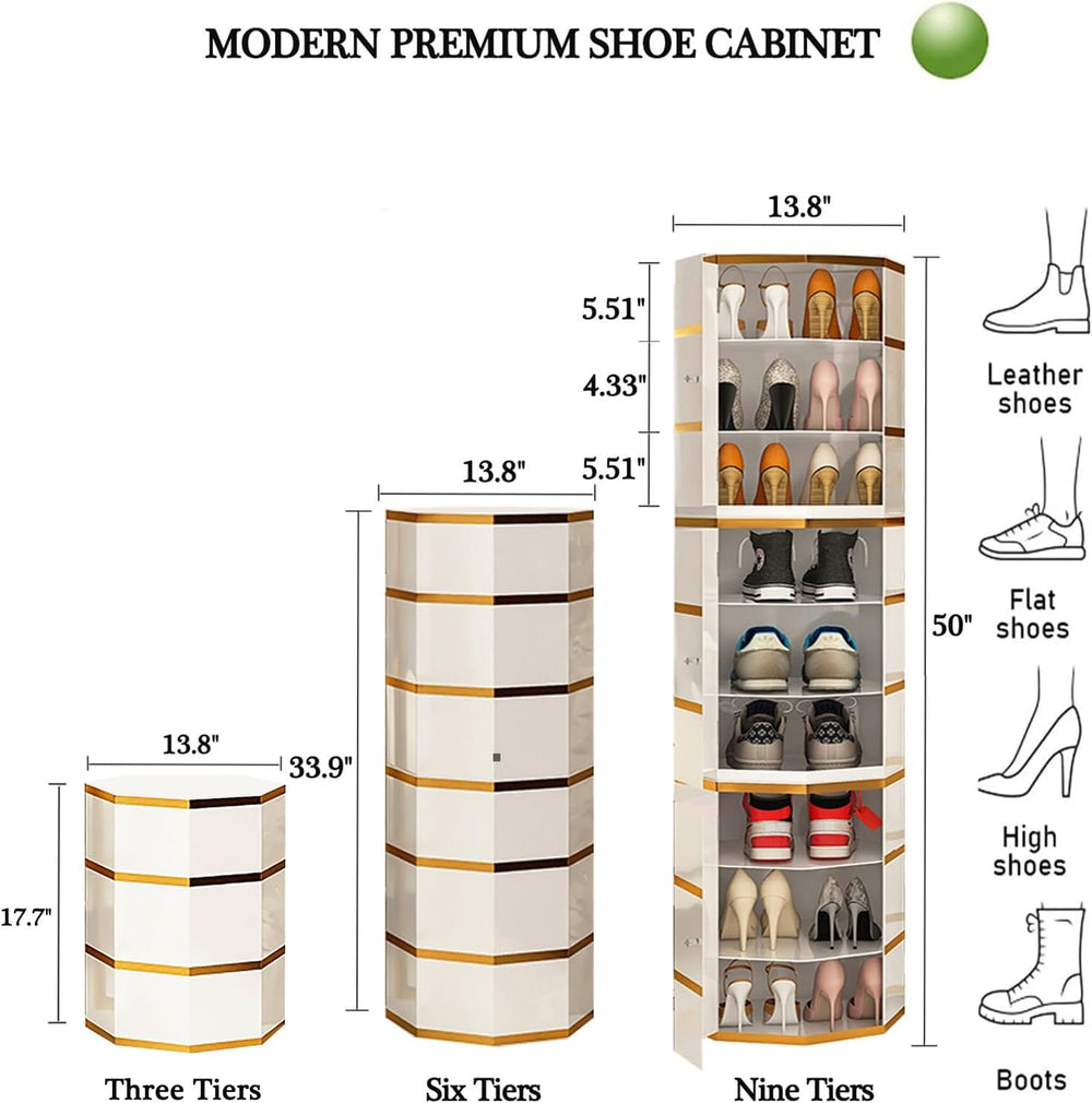 QQXX Premium Rotating Shoe Rack with Doors,Round Shoe Rack Tower Modern Shoe ...