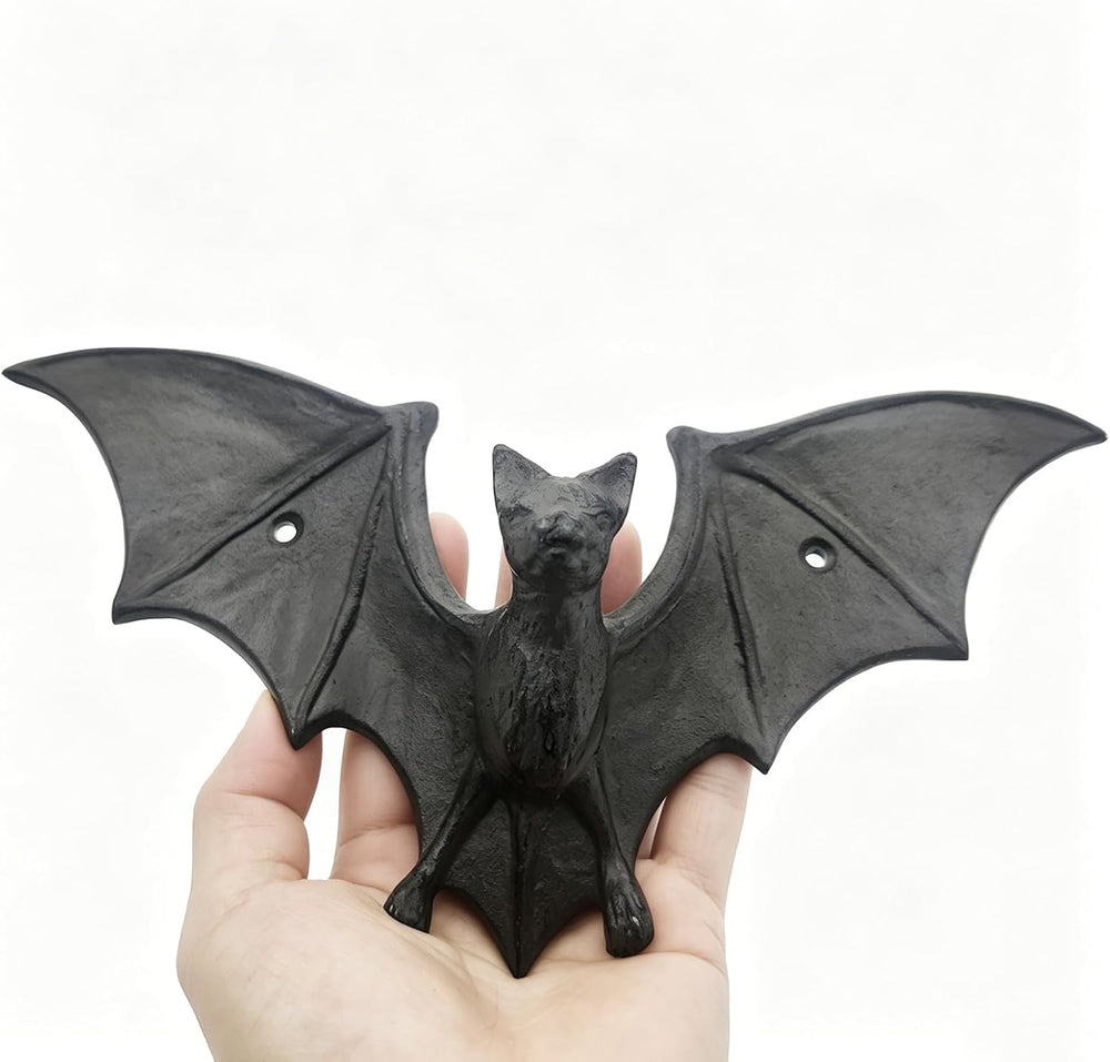 Rustic Cast Iron Coat Hooks, Wall Mounted Bat Hook Holder, Unique Farmhouse D...