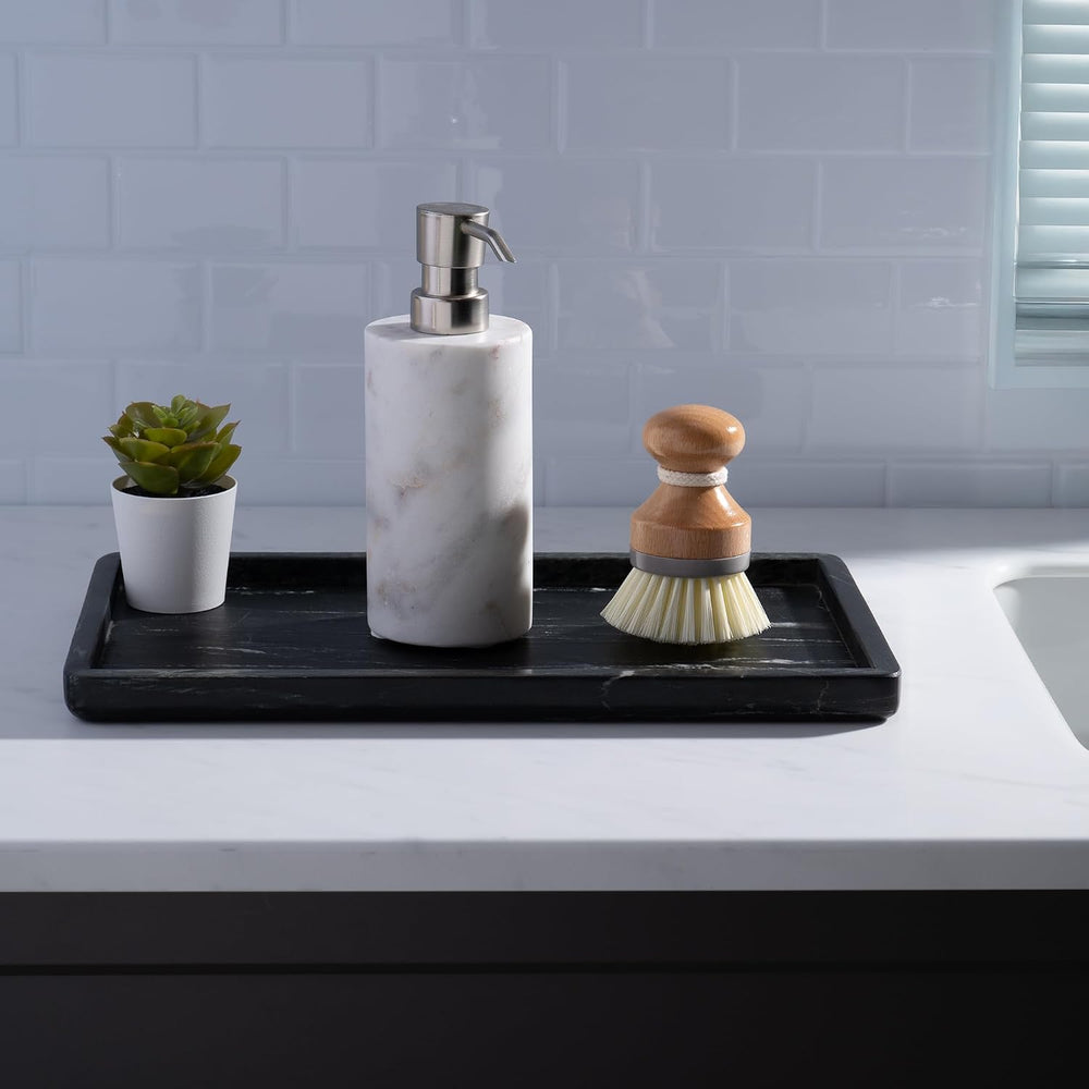 Marble Tray for Bathroom Vanity, Black, Large 13 x 7.5 Inch