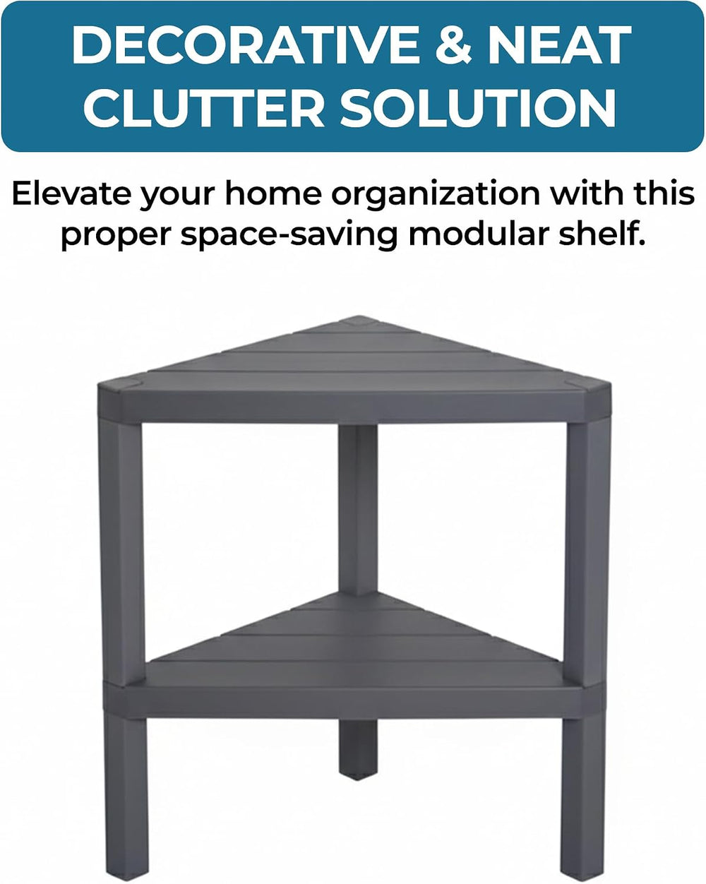 Honey-Can-Do Grey 2-Tier Corner Shelf