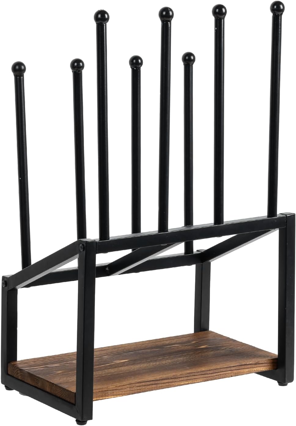 MyGift Industrial Metal & Burnt Wood 4-Pair Boot Rack with Shoe Shelf - F...