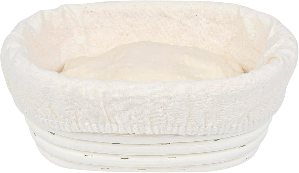 Restaurantware Oval Rattan Banneton Proofing Basket, 2 Cotton Liners, 1 Ct