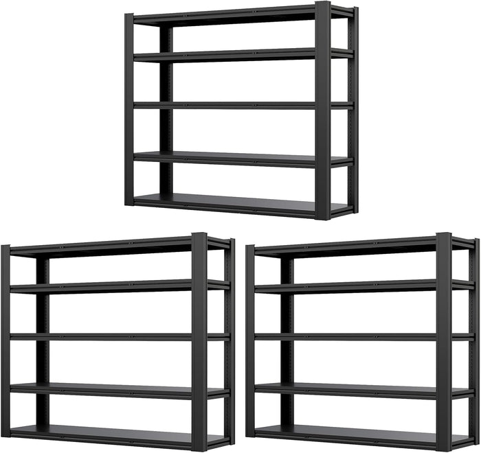5-Tier Heavy Duty Garage Shelving, 5000LBS Capacity, 84" H x 62" W x 24" D, Boltless Adjustable Metal Storage Rack for Garage, Warehouse, Basement, Shop, Pantry, Black