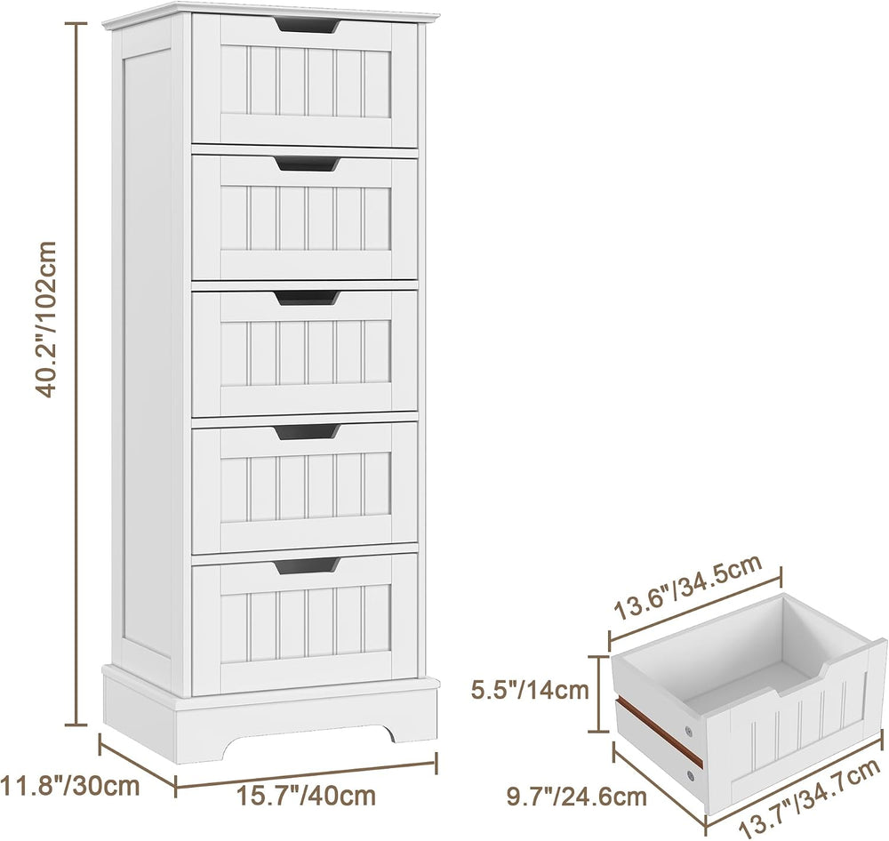 ChooChoo Bathroom Storage Cabinet with 5 Drawers, 15.7" W Bathroom Cabinet