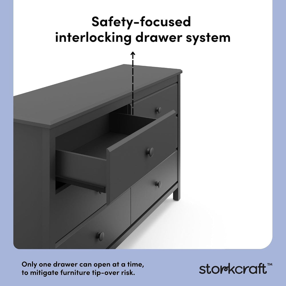 Storkcraft Alpine 6-Drawer Dresser, Gray