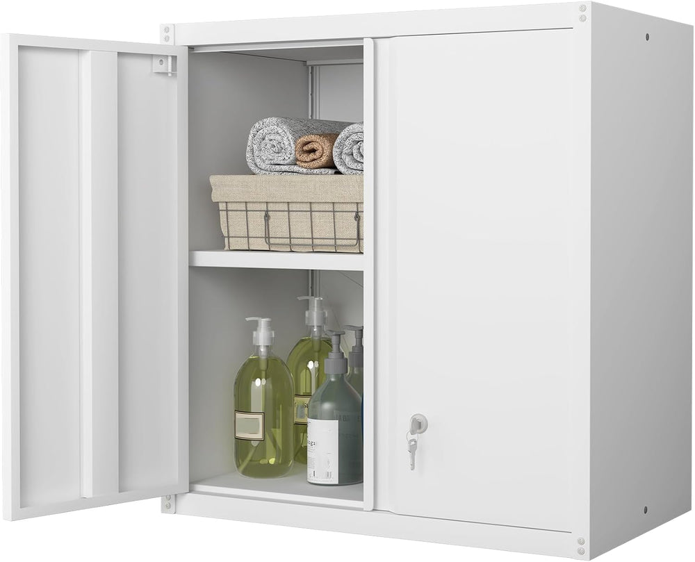 Metal Wall Cabinets, Kitchen Wall Hanging Cabinet, Locking Steel Storage Cabi...