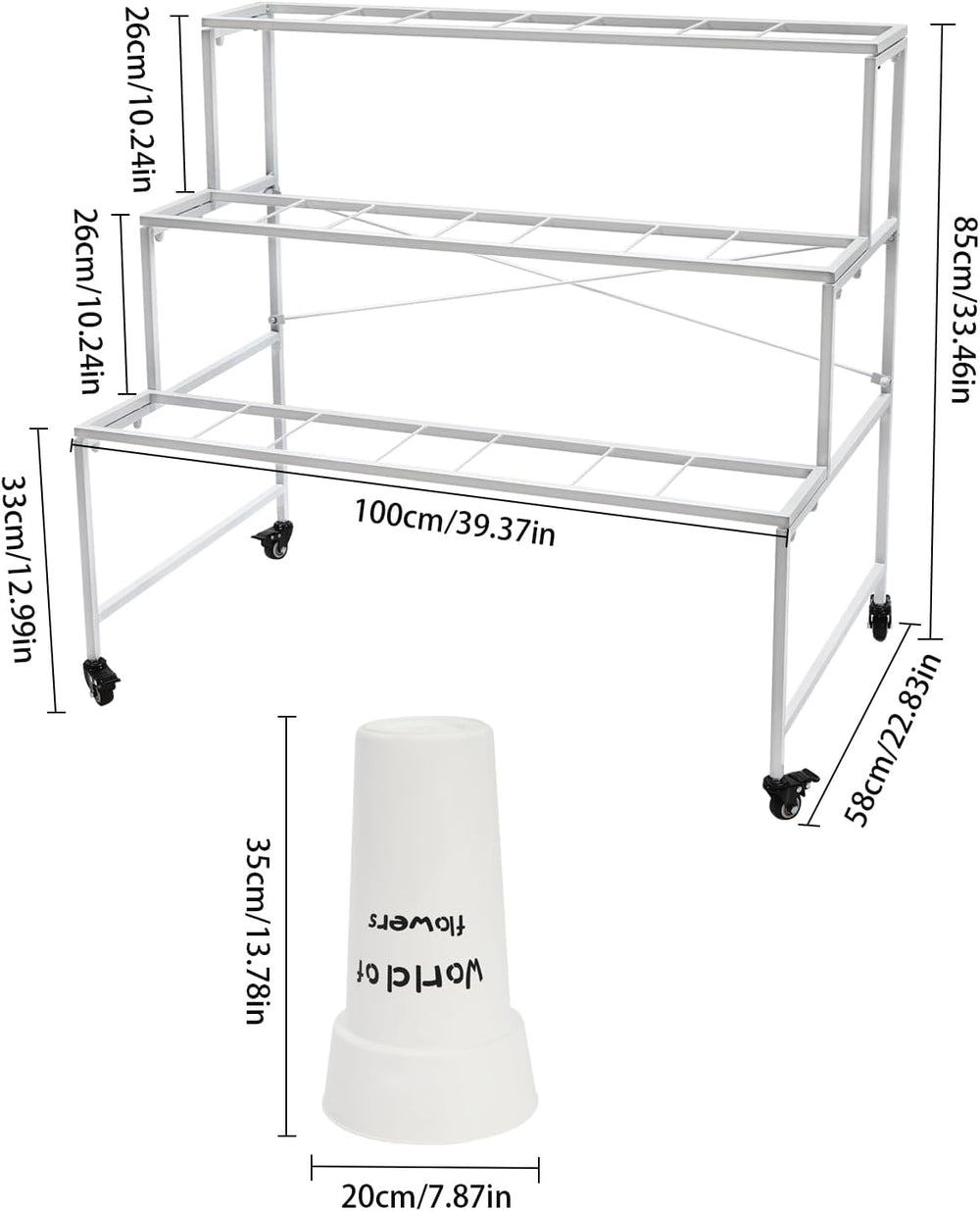 3-Tier Plant Stand Shelf with 12 Buckets, Flower Display Stand, Organizer, We...