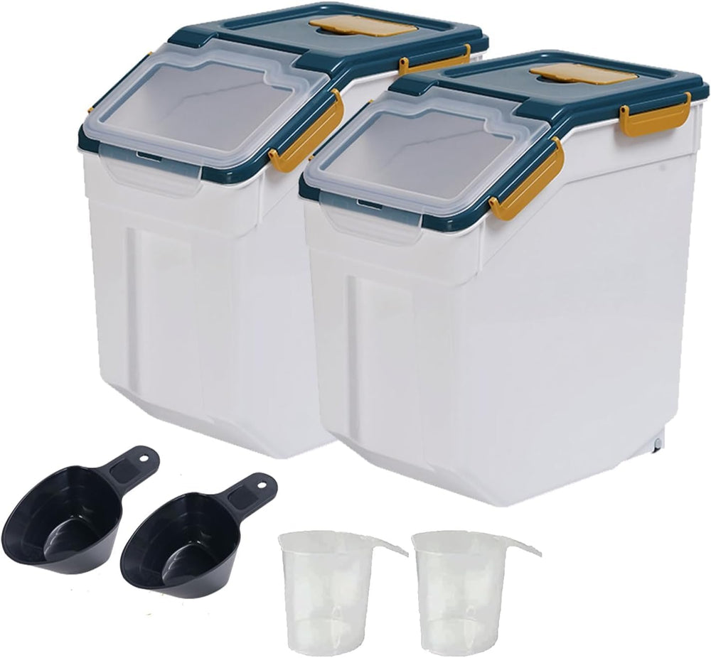 AnRui Airtight 25LB Flour & Grain Storage Container, 2Pcs, Blue