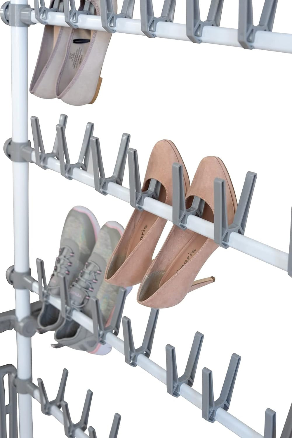 Wenko Adjustable Organizer Shoe Rack, White/Grey, 94 x 165-300 x 9 cm