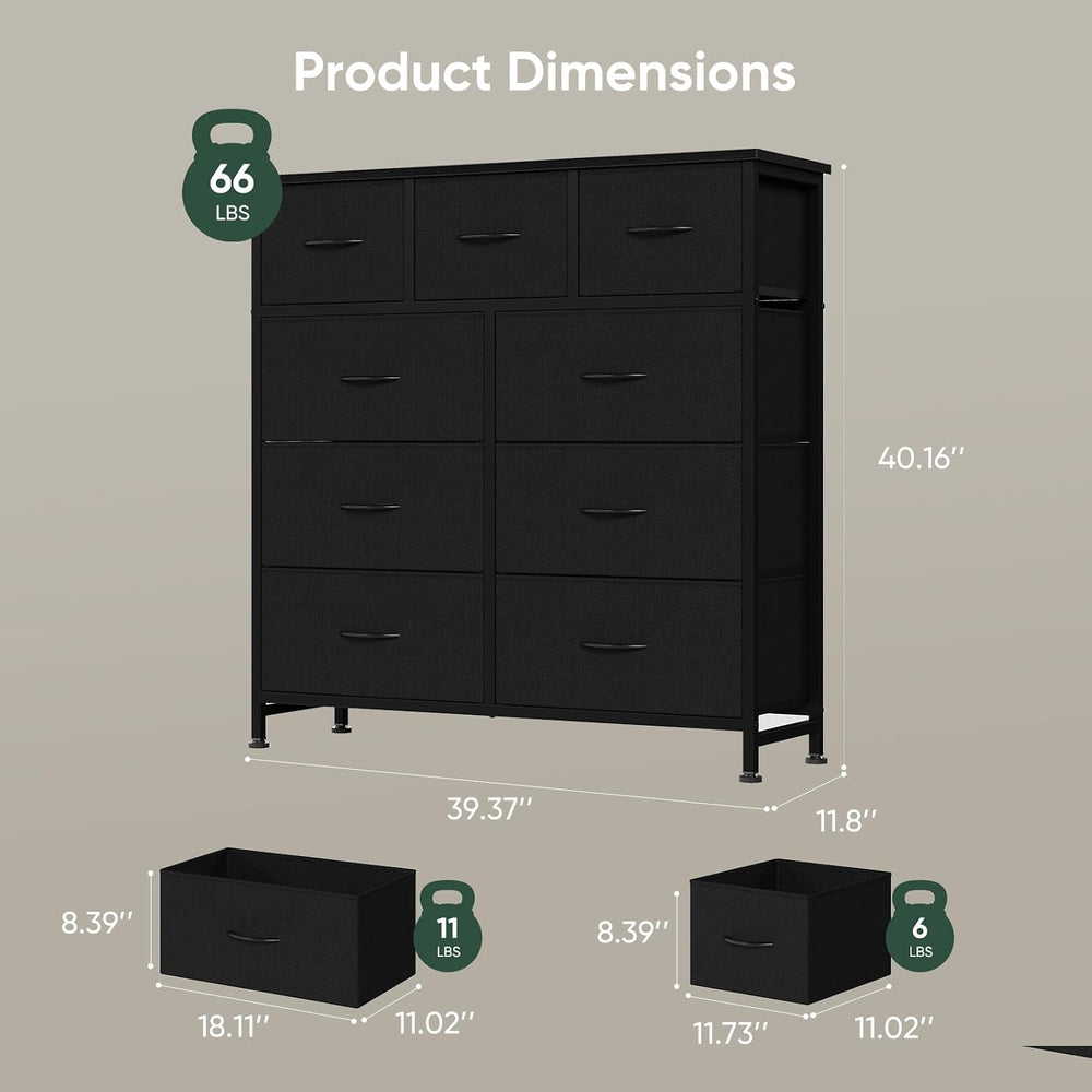 Fabric Dresser for Bedroom with 9 Drawers, Storage Tower