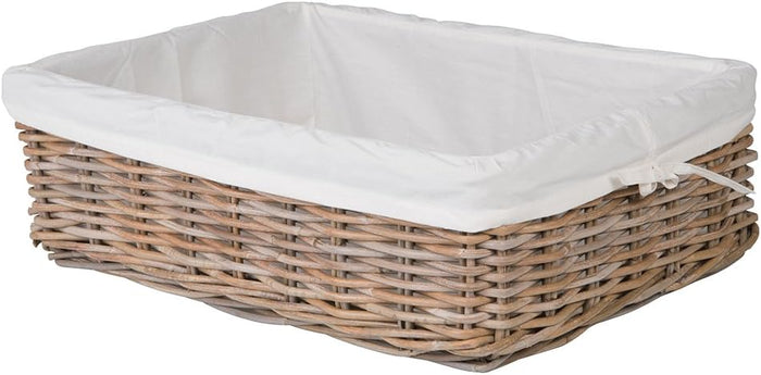KOUBOO Rattan Underbed Removable Liner, Decorative Storage Basket, Organizer, Storage, Woven Baskets for Shelves, Countertops, Large, Gray