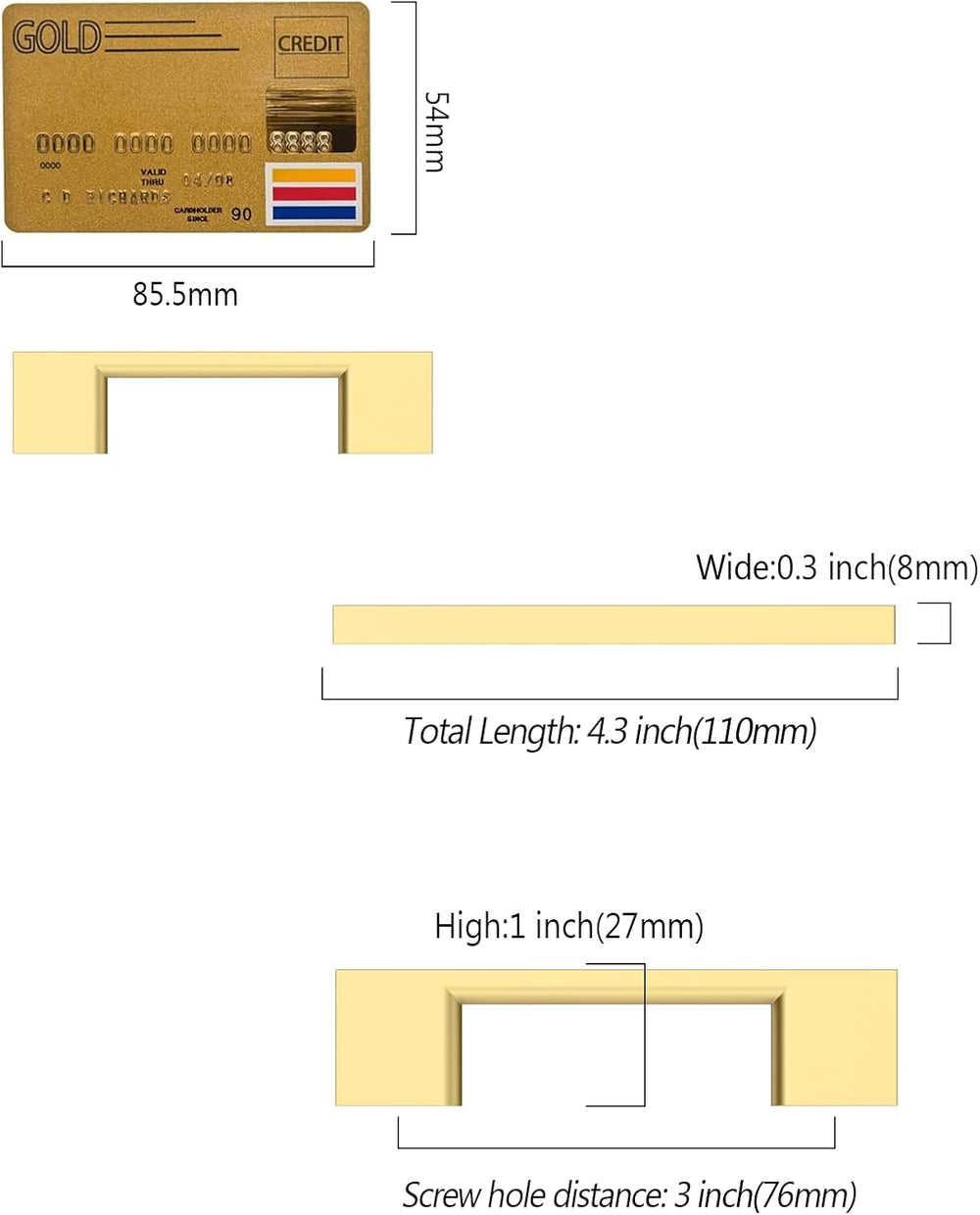 Amerdeco 10 Pack Brushed Gold Cabinet Pulls 3"
