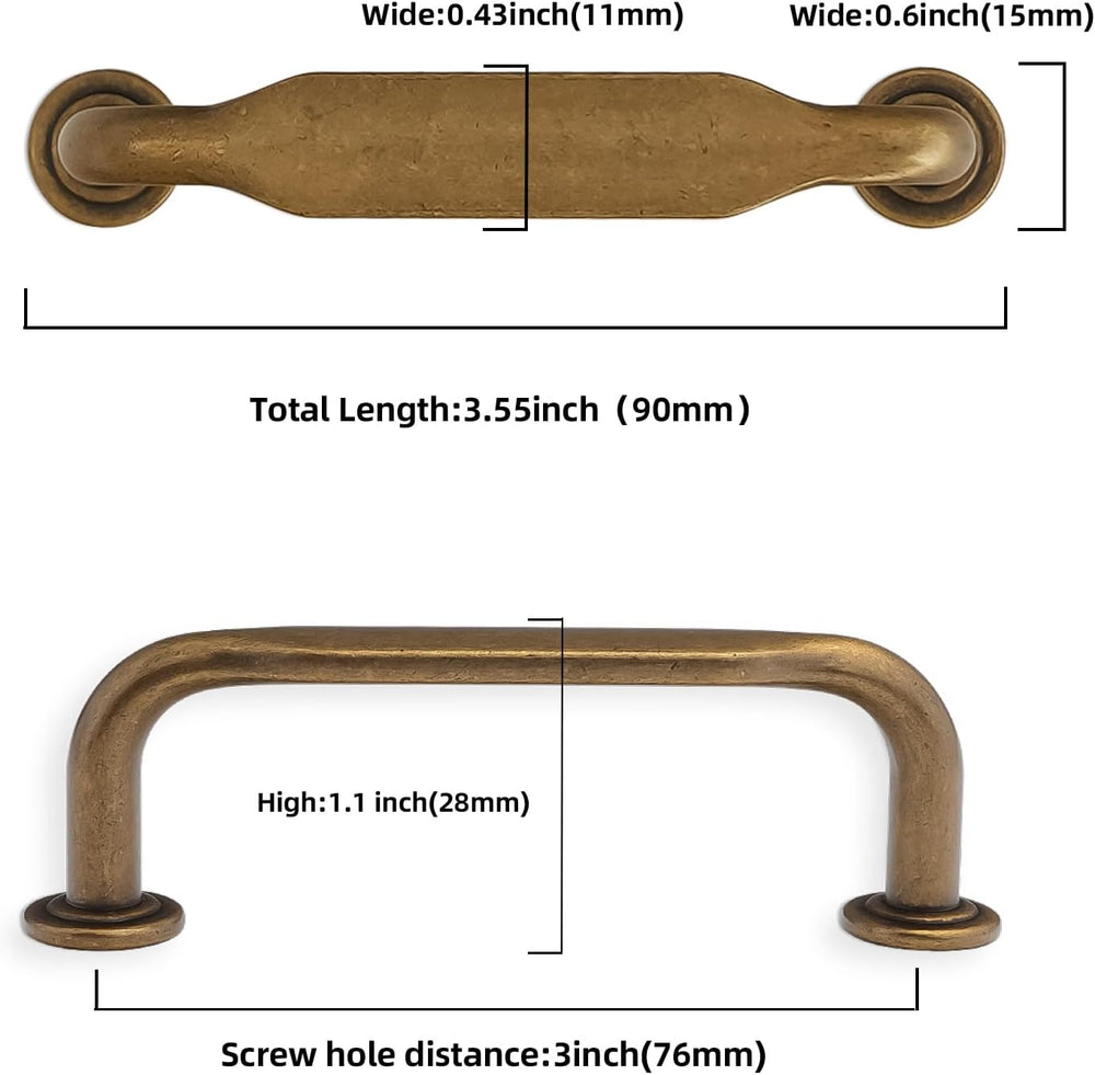 10 Pack 3 inch Antique Brass Kitchen Cabinet Handles