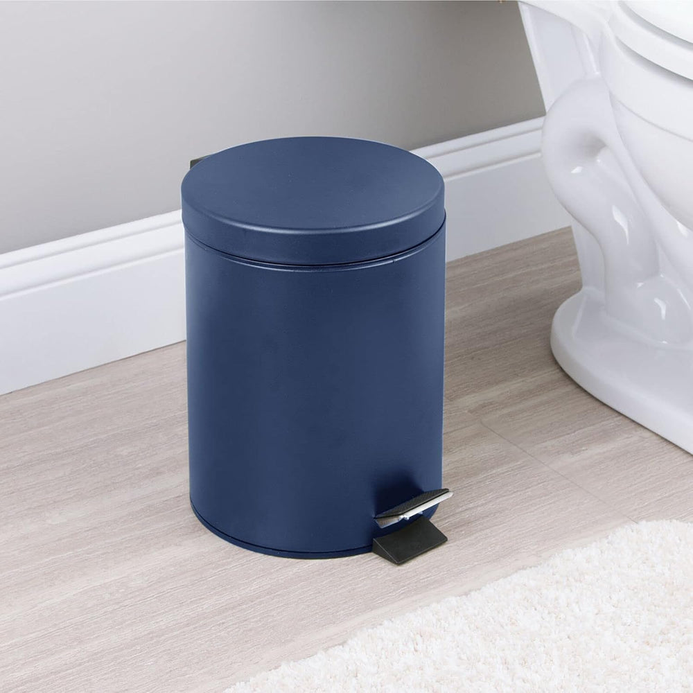 mDesign Pedal Bin — Metal Waste Bin with Pedal, Lid and Plastic Bucket Insert...