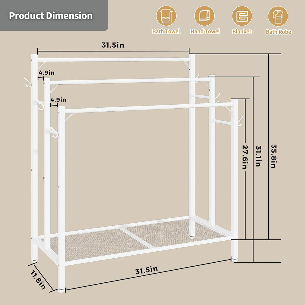 HavenlyYouth 3 Tier Free Standing Towel Rack, Pool Towel Rack with Metal Shel...