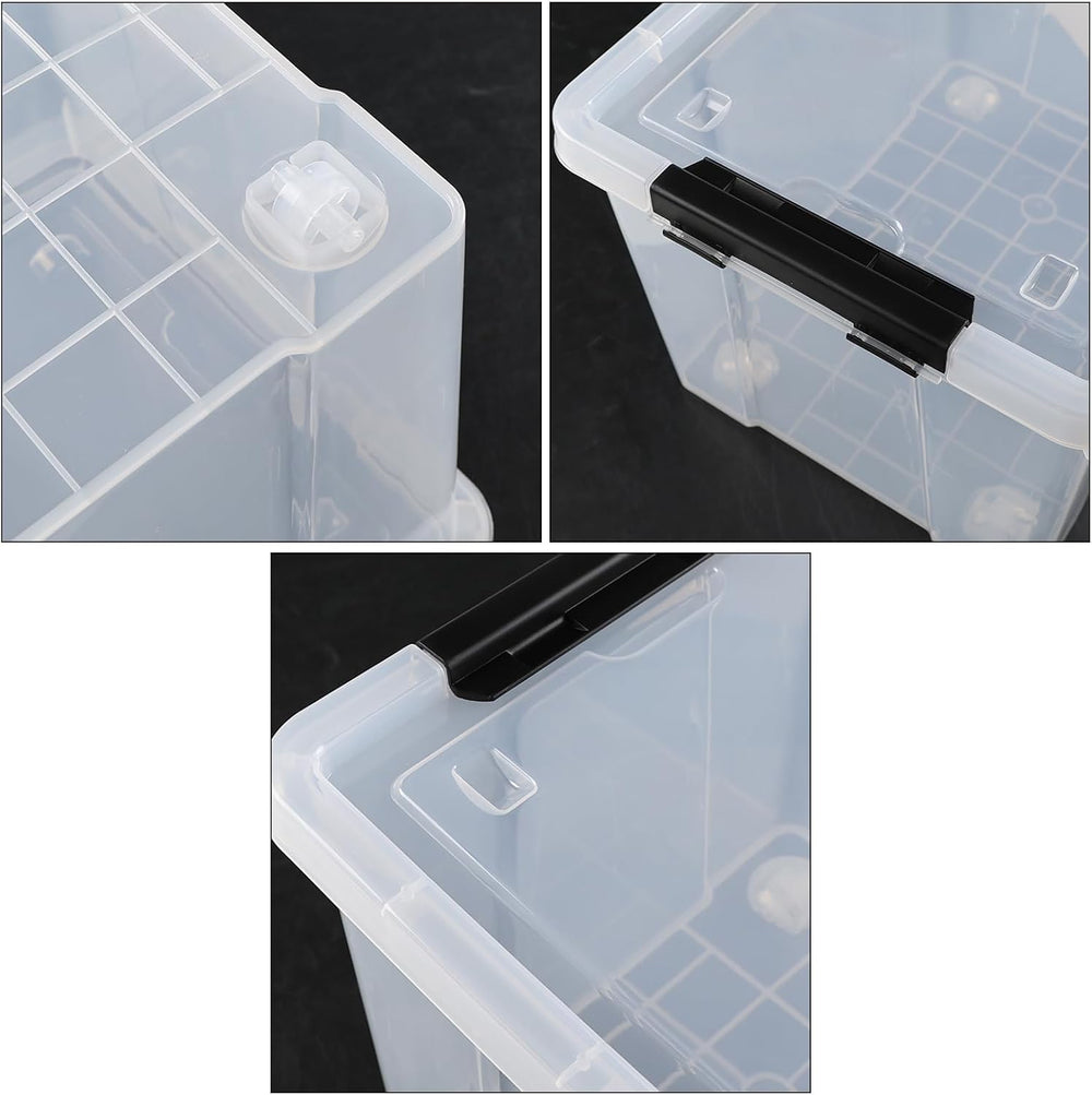 Sandmovie 6 Pack 22 Quart Clear Plastic Storage Bins with Wheels & Latchi...