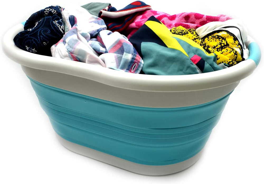 SAMMART 36L (9.5 Gallon) Set of 2 Collapsible Plastic Laundry Basket - Oval T...
