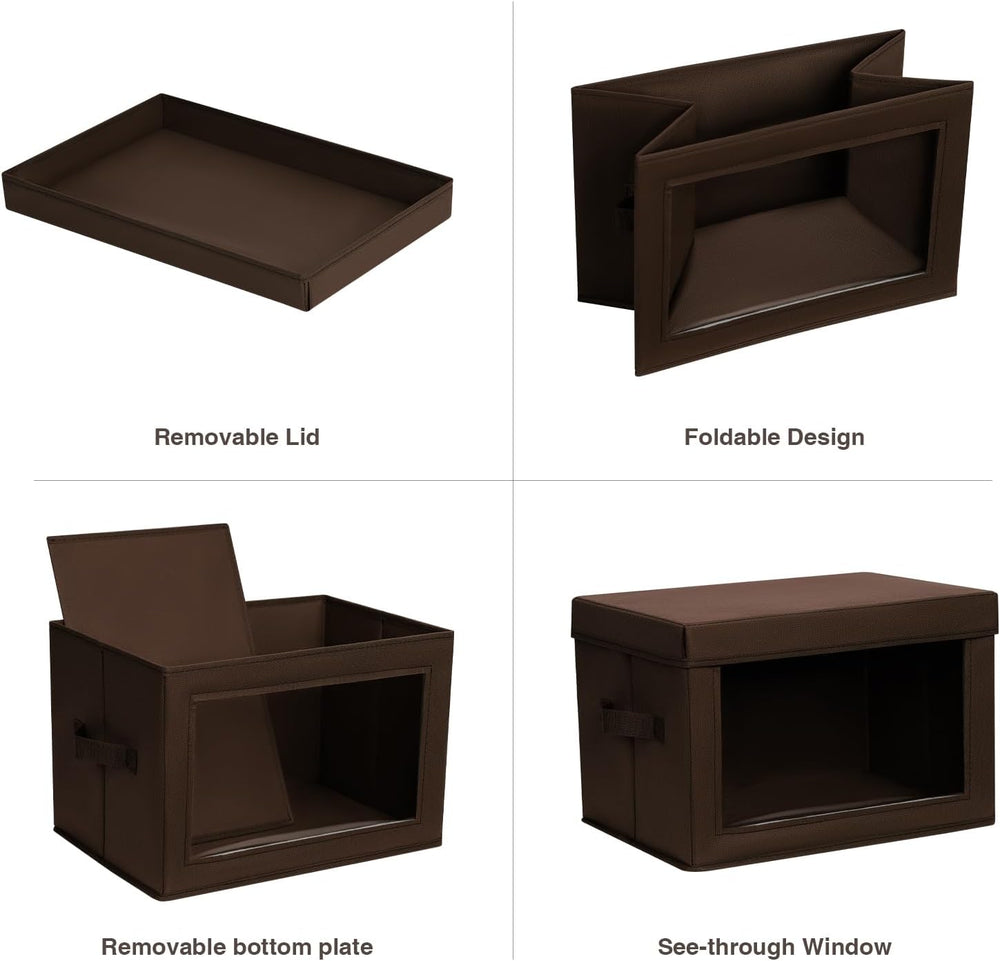 Homsorout Brown Fabric Storage Bins with Lids - 6 Pack Modern Lidded-Home Sto...