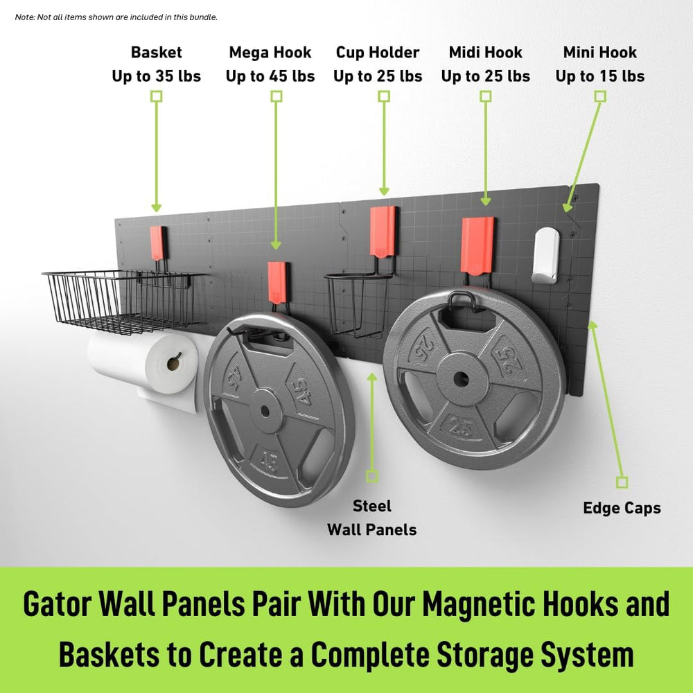 GATOR MAGNETICS 2 Pack Steel Wall Panels 16.75 x 12 in, Garage Organizer
