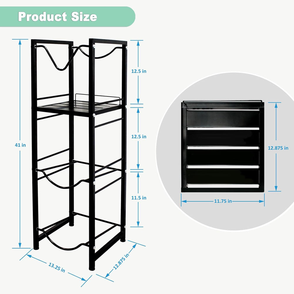 5 Gallon Water Jug Holder with 3-Tier Storage Shelves - Heavy Duty Stand with...