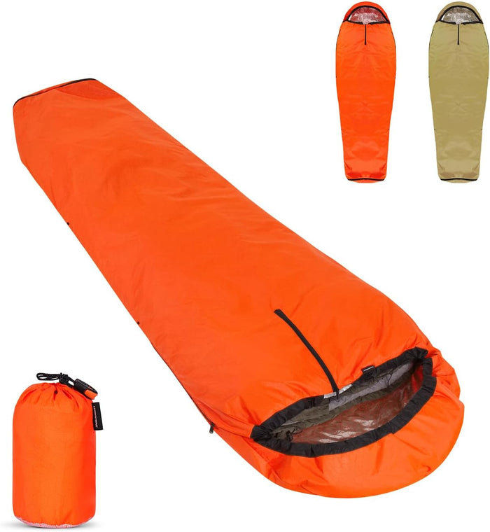 Emergency Sleeping Bag Thermal Bivvy, Lightweight Survival Sleeping Bags Thermal Bivy Sack Portable, Compact, Waterproof, Reusable for Camping, Hiking, Outdoor, Activities