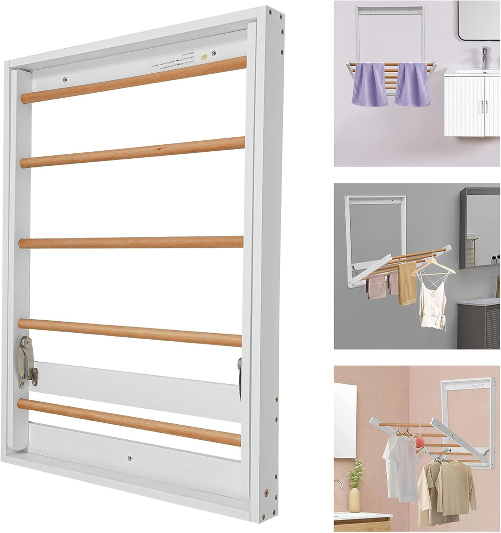 31.5" Wall Mounted Clothes Drying Rack, Foldable Wall Mount Laundry Rack...