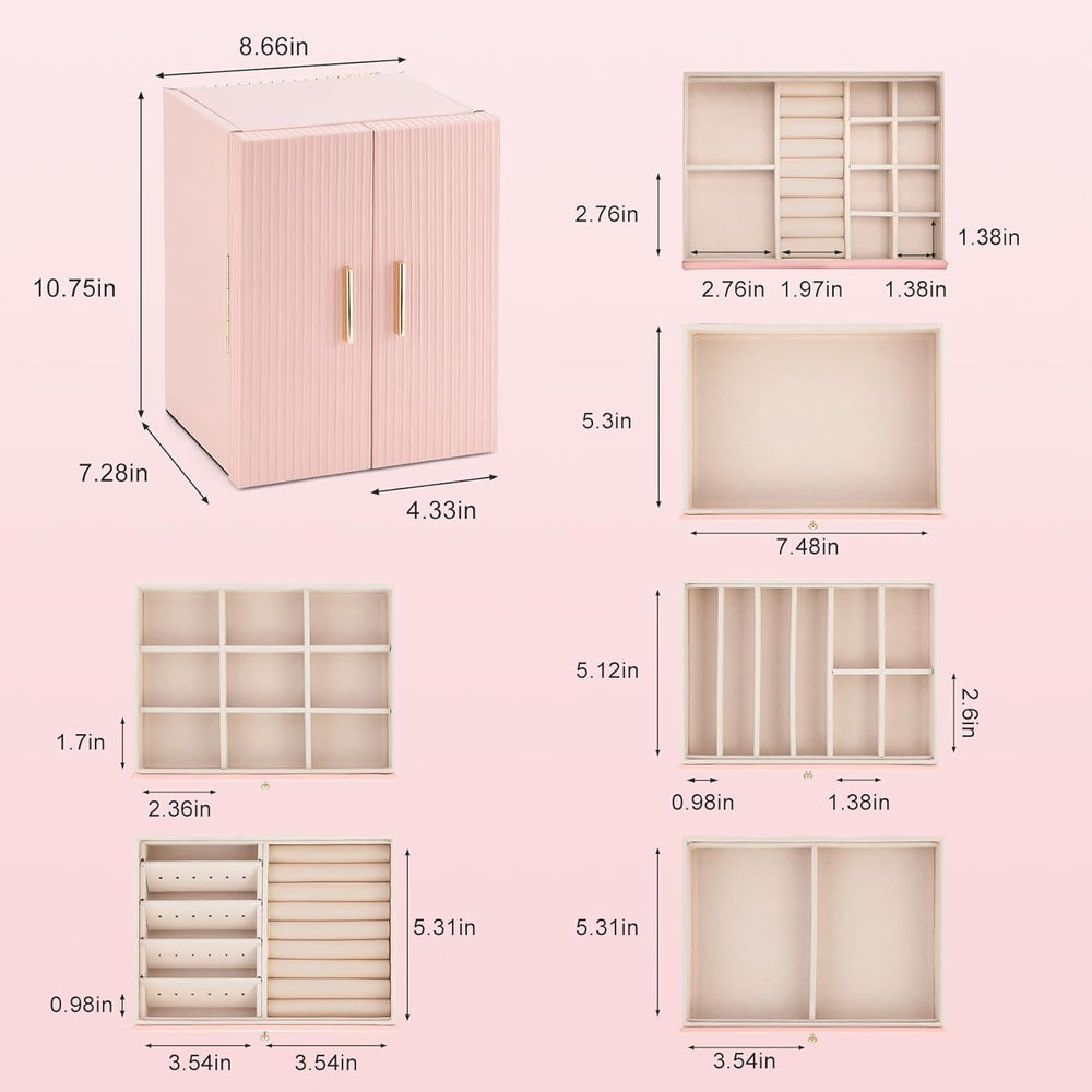 Dajasan Large Jewelry Organizer Box, 6-Tier Jewelry Storage Case with 5 Drawe...
