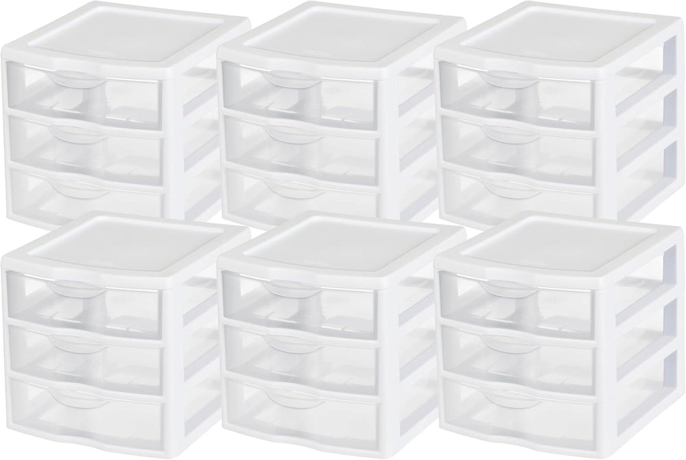 Sterilite Clearview Plastic Multipurpose Small 3 Drawer Desktop Storage Organ...