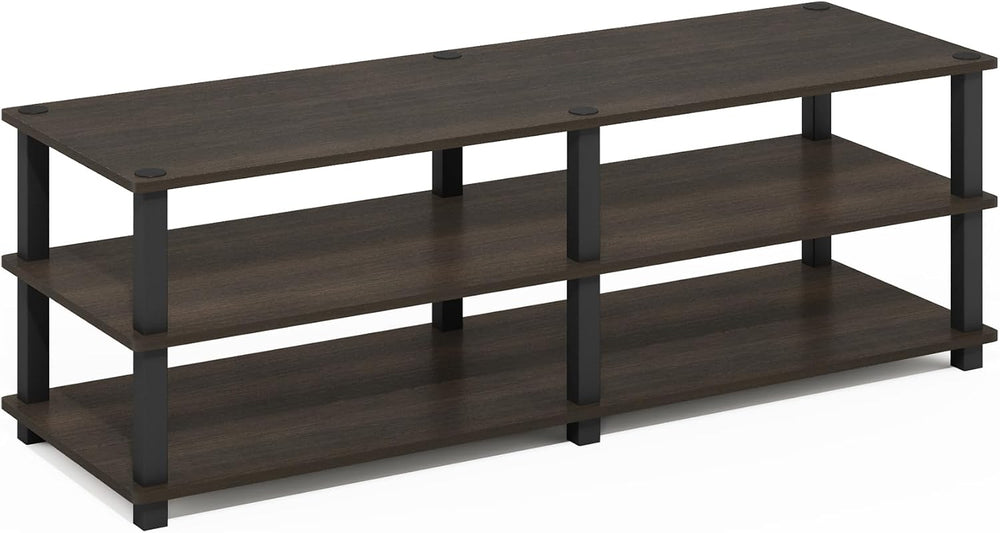 Furinno 14038DBR/BK TST No Tools 3-Tier Wide Shoe Storage Rack, Dark Brown/Bl...