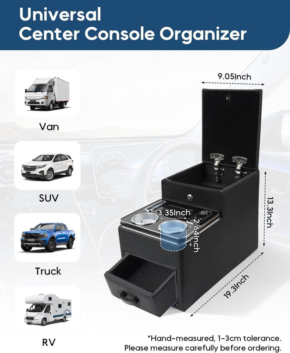 Center Console Between Seat with Lock, Cup & Phone Holder, Regular